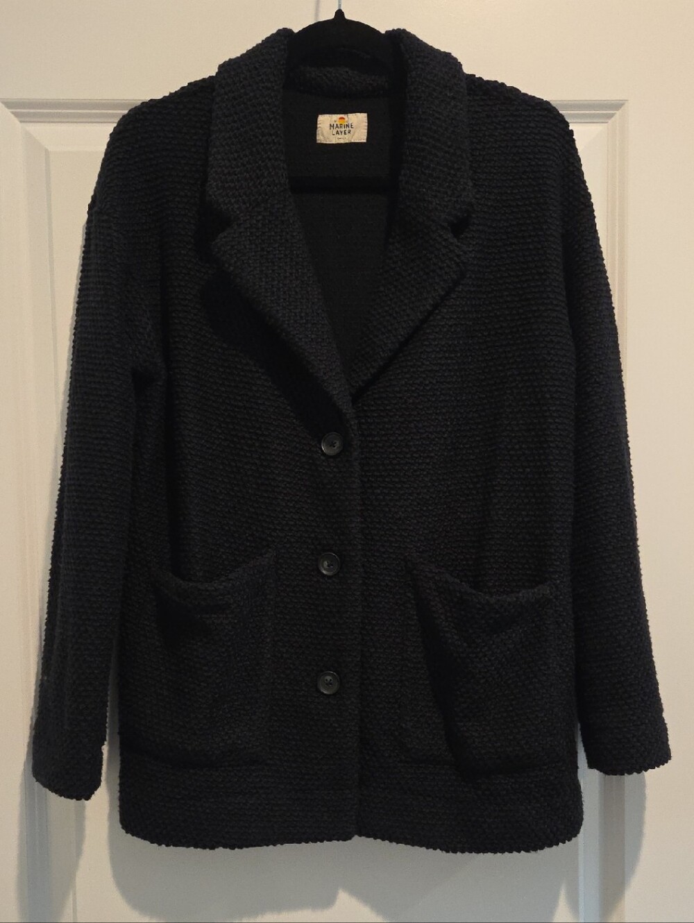 Marine Layer Black Knit Birdseye Blazer